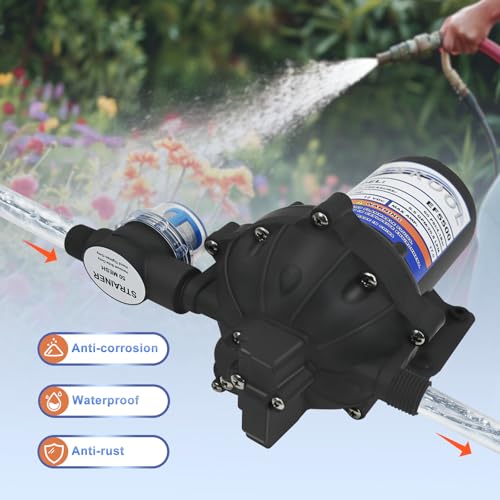 Image of EF5500-BOX 12V Sprayer Pump, Soft Wash Pump, 5.5GPM 60 PSI Diaphragm Pump, Pressure Switch and Self-Priming, Chemical and Corrosion Resistant for Agricultural Spraying, Soft Wash System, RV, Boats