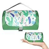 Hainue Picknickdecke Wasserdicht 150 x 210 cm,Ultraleicht Tragbar Campingdecke, Waschbare Sandfest Stranddecke,Outdoor Decke mit Tragegriff in Dunkelgrün für Picknick,Camping Wandern & Strand