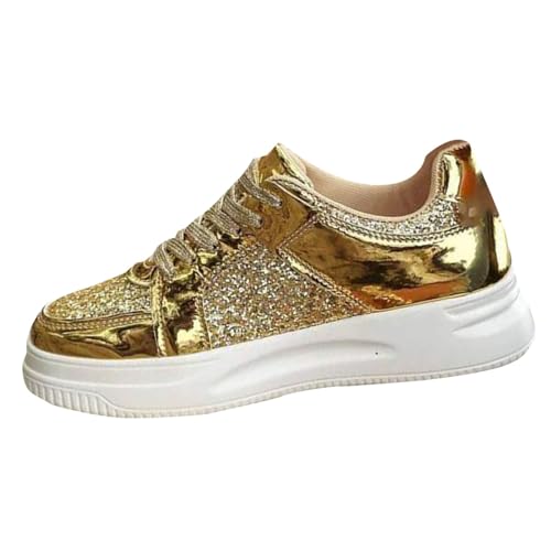 Baskets noires à paillettes femme chaussures de loisirs sportives épaisses
