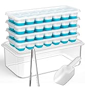 DOQAUS Ice Cube Tray with Lid and Bin, Silicone Ice Cube Trays for Freezer with Ice Box, 4 Pack I...