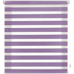 Estor Morado Decorblind | Estor Enrollable doble capa sin Herramientas y sin Taladrar, Medida Estor: 130x180 Ancho x Largo/Medida Tela Estor: 127x175 – Estor Noche y Día Color Lila, Estores para ventanas