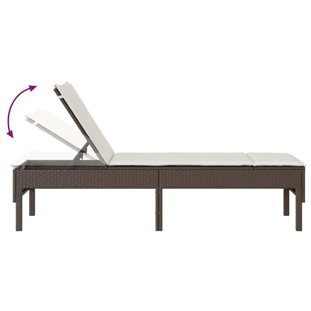 Hothingwell Leżak z brązową poduszką 55x200x44cm rattan PE