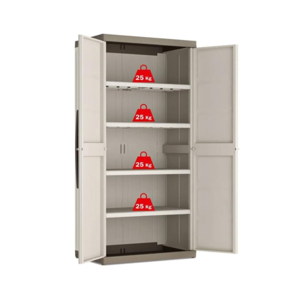 Keter Armadio Alto Excellence XL, 4 Ripiani Regolabili, Beige/Tortora, 89x54x182 H Cm