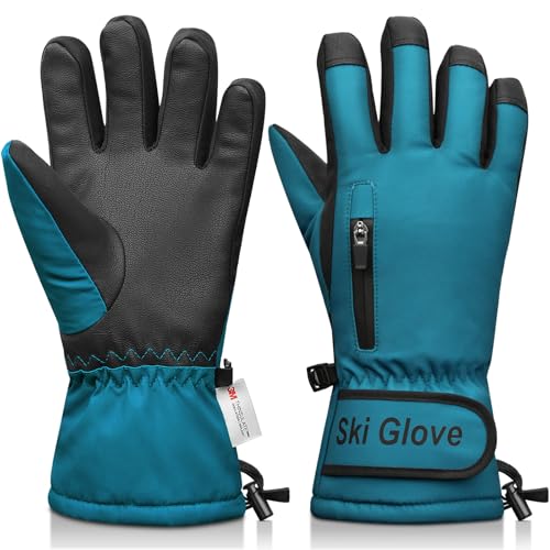 Snow Gloves,Ski Gloves 3M Winter Warm and Waterproof Cold Weather Gloves-for Parent Boys Girls- Skiing,Cyclin