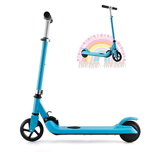 MV 5" Patinete Eléctrico Plegable - para niños 4 a 8 años - 200 W - 8 km/h - 4 km - Batería 2200 mAh - Etanche ipx4 - Altura Ajustable - azul Cover