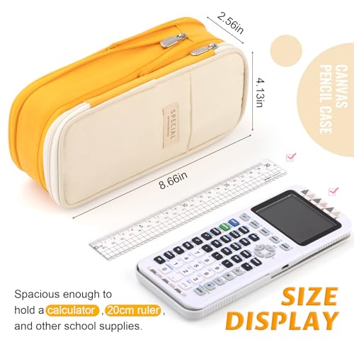 Image of EASTHILL Big Capacity Pencil Pen Case Office College School Large Storage High Capacity Bag Pouch Holder Box Organizer Yellow New Arrival