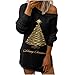 wuitopue T-shirt de Noël sexy à épaules dénudées pour femme - Imprimé Tie Dye - Col incliné - Épaules dénudées - Manches longues - Décontracté - Épaules creuses, 4372 - Noir, L