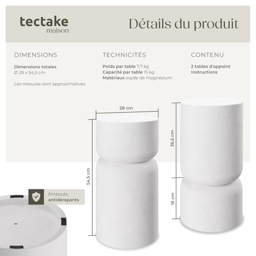 Lot de 2 tables d'appoint avec design arrondi - vue 3