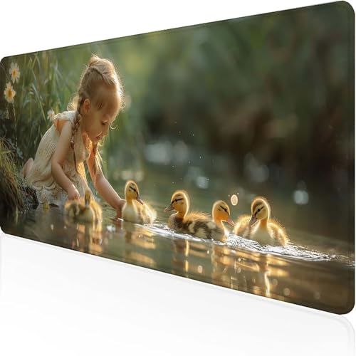 JEPGFOU Alfombrilla Gaming Amarillo Mousepad Ratón 600 x 300 mm Mousepad Ratón Pato Impermeable Base de Goma Antideslizante con Bordes Cosidos Tapete Rato para Office, Regalo 7-6