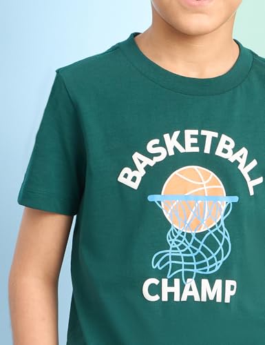 Image of Amazon Brand - Symbol Boys 100% Cotton Graphic Printed Half Sleeves T-Shirt | Age 6-14 Years