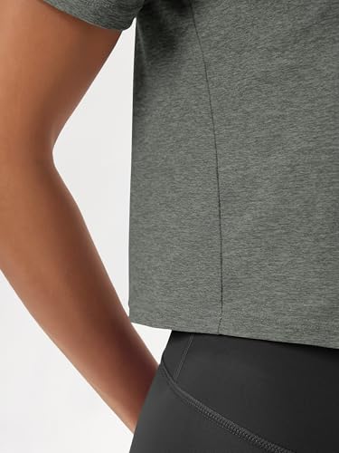 Image of ODODOS Women's Performance Cropped Tee Ultra Soft odSTRATUM Tech Short Sleeve Relaxed Top Crew Neck T-Shirts