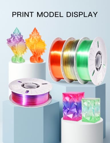 Image of PINBALL Rainbow PETG 3D Printer Filament 1.75mm, Multicolor Translucent PETG Filament Bundle, Accuracy + /- 0.02 mm, 4kg in Total