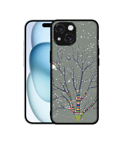Casotec Winter Pattern Print Design Premium 2D Printed Metal Back Case Cover for Apple iPhone 15