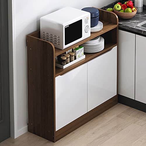Kitchen Storage Cabinet with 2 Doors,Multi-layer Free-Standing Floor Cabinet,Sideboard with Microwave Shelf, Wooden Cupboard for Home Hallway Bedroom Living Room
