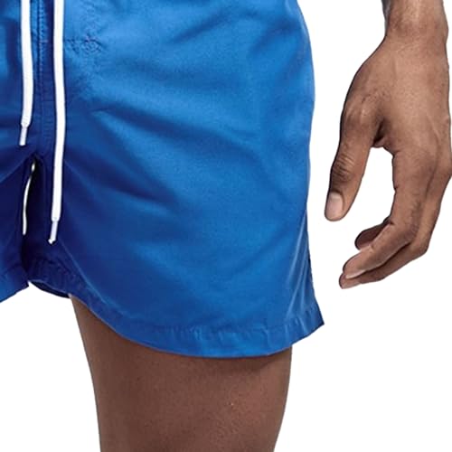 JEsilunmaMY Men's Solid Color Swim Trunks Quick Drying Beach Shorts with Pockets Casual Straight Swimwear Running Shorts4