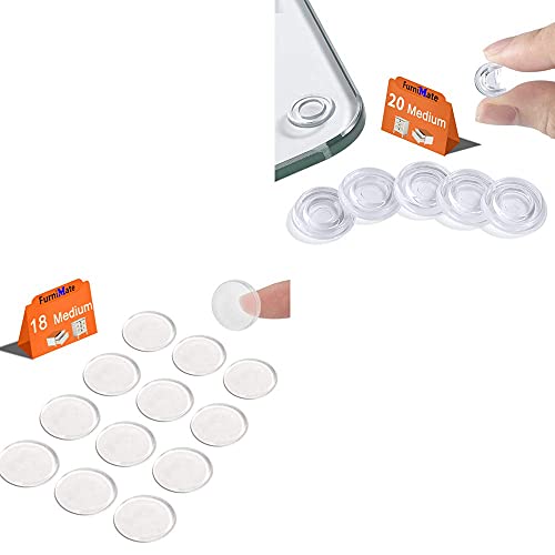 Glass Table Top Bumpers 20Pcs 18Mm Medium + Clear Bumpers Pads Medium 18Pcs 20.6Mm Adhesive #TOP7