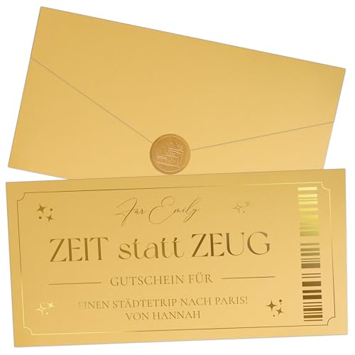 Joli Coon Personalisierter Zeit statt Zeug Gutschein - personalisierter Gutschein schenken - für gemeinsame Zeit Ticket Gold