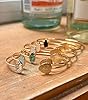 OZEL – Women’s Gold Cuff Bracelets – 18K Gold Plated Textured Bangles with Multi-Color Crystal & Rhinestone Accents – Layered Stacking Jewelry (White Opal, Free) #4