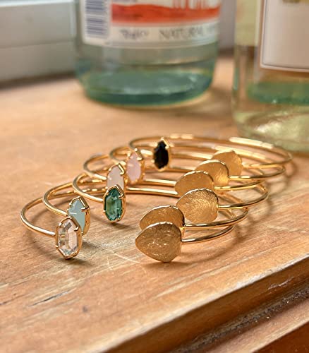 OZEL – Women’s Gold Cuff Bracelets – 18K Gold Plated Textured Bangles with Multi-Color Crystal & Rhinestone Accents – Layered Stacking Jewelry4