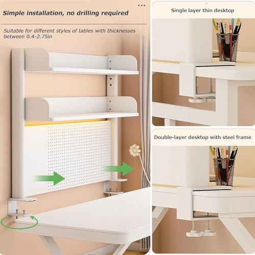 Scrivania nizer ed estensore – Postazione di lavoro per home office, pannello privacy gaming, accessori da scrivania per computer, sistema di scaffali desktop per spazio di lavoro efficiente