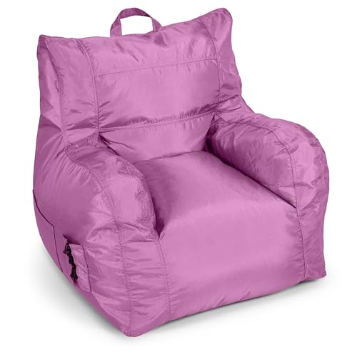 Big Joe Dorm Bean Bag Chair with Drink Holder and Pocket, Radiant Orchid Smartmax, Durable Polyester Nylon Blend, 3 feet