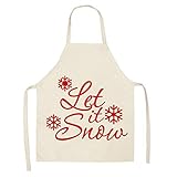 Material: Leinen Nostalgie Schürze Rote Leinen Frohe Weihnachten Schürze Weihnachtsdekorationen for Haus Küchenaccessoires Weihnachtsmann Unisex (Color : Color1, Größe : Child47cmx38cm)