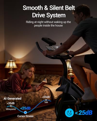Image of CURSOR FITNESS Exercise Bike, Brake Pad Stationary Bike for Home with Exclusive App, Stationary Bikes for Home with 300 lb Weight, Indoor Cycling Spin Bike Workout Bike with Extra Comfort Seat