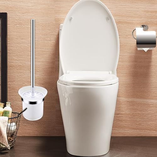 wlsvega ToilettenbüRstenhalter - KlobüRstenhalter Wand - Ersatzglas wc BüRste - Mattiertes Anti-Rutsch-Design, Wandmontage,Platzsparend,Geeignet FüR Privathaushalte und öFfentliche Toiletten