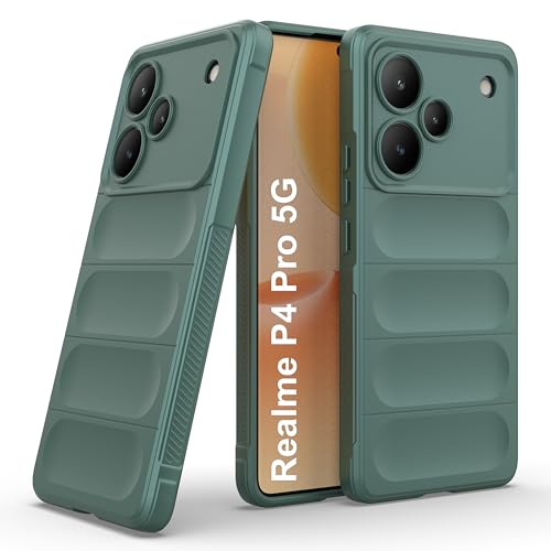 Image of Zapcase Back Case Cover for Realme P4 Pro 5G | Compatible for Realme P4 Pro 5G Back Cover | Liquid Silicon Magic Case with Camera Protection | Dark Green