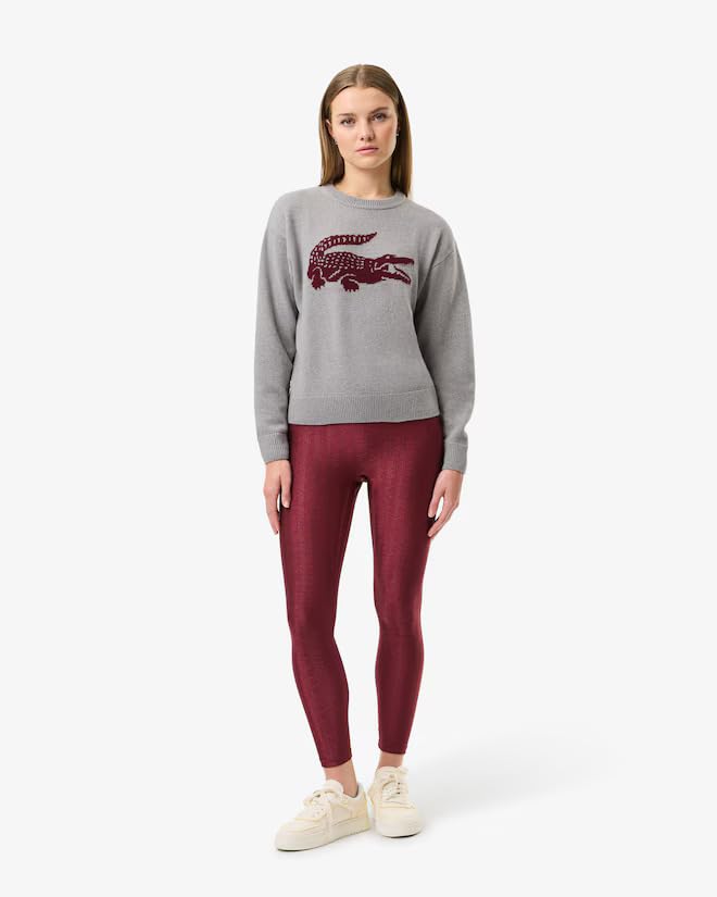 Image of Lacoste x Bandier Women's Contrast Crocodile Sweater