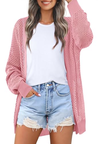MEROKEETY Women's Crochet Kimono Cardigan