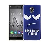 König Design Handy-Hülle kompatibel mit Wiko Robby Silikon Case Hülle Sturzsichere Back-Cover Handyhülle - Don't Touch My Phone Weiß Dunkelblau