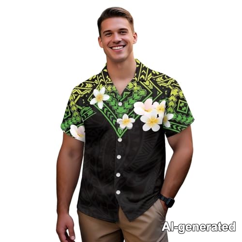 Image of Hawaii Matching Couple Outfits Husband and Wife Clothing Fashionable Mens Casual Shirts Hawaii Dress with Soft Fabric