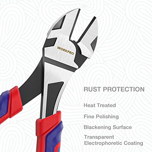 WORKPRO 7-Inch Diagonal Pliers in CRV Steel for Cutting Wires, Bi-material Handle Comfort Grip - Image 4