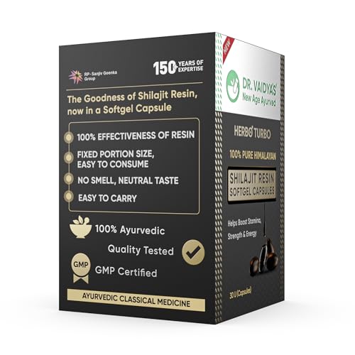 DR. VAIDYA'S new age ayurveda Pure Himalayan Shilajit Resin Softgel|Boost Energy, Endurance & Stamina|100% Pure Himalayan Shilajit Resin|Lab Tested|No Known Side Effects|30 Capsules (Pack Of 3)