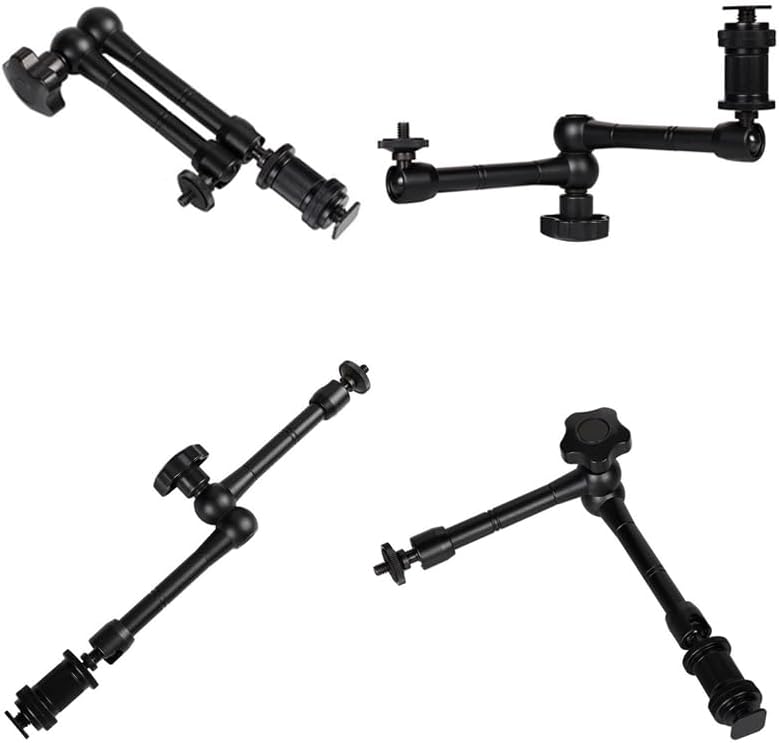 HuaerHui 11 Inch Adjustable Articulating Friction Magic Arm with 1/4" Thread Screw and Hot Shoe Mount Adapter for DSLR Camera Rig/Camcorder/LCD Monitor/LED Lights/Flash Light/Microphone