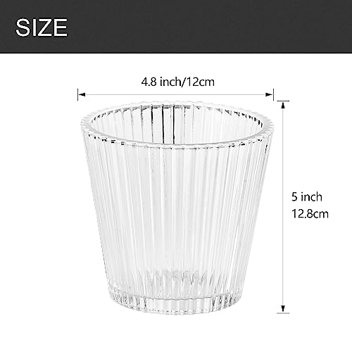 Image of 3 Pack Clear Glass Shade Covers Replacements, 5in Height, 4.8in Diameter, 1.65in Fitter, Striped Clear Cone Glass Lamp Shade Replacement for Ceiling Fan Chandelier Pendant Wall Sconces