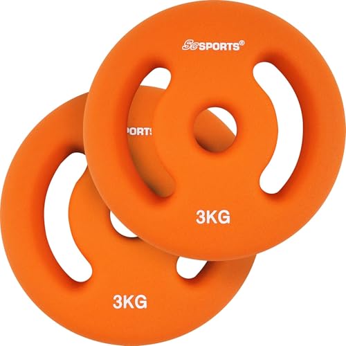ScSPORTS® Neopren Hantelscheiben - Set: 2 x 3 kg, Ø 31mm, Gusseisen,...