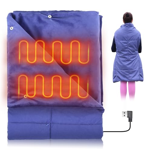FlyfreeU Portable USB Heated Blanket, 3 Heat Level USB Heated