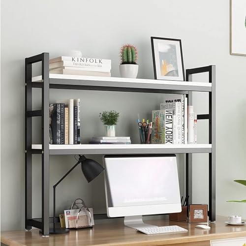 Bibliothèque de bureau à 2 niveaux pour libérer l'espace encombré autour de l'écran - 2