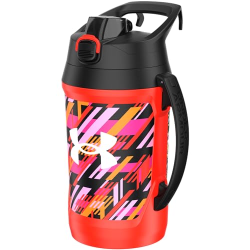 Under Armour Sports Water Jug, 64oz Insulated Water Bottle w/Handle, Half Gallon, Fence Hook, Leak Resistant, Baseball, Football & More