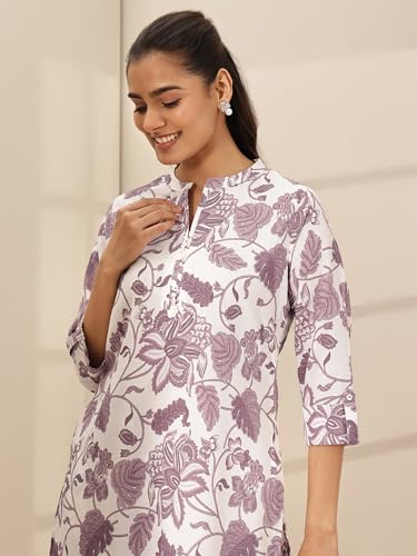 Image of Libas Off white Printed cotton blend Co ords set for Women | daily wear | casual wear | office wear