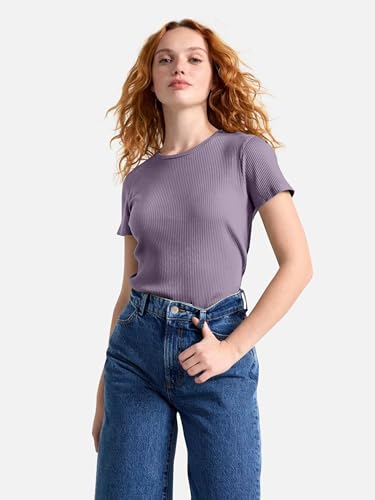 Image of Zilcon Women Fashion Trendy Ribbed Round Neck t Shirt for Woman Half Sleeves Tops for Women Stylish Western Formal, Casual, Office, Date, Outing, Party Tops