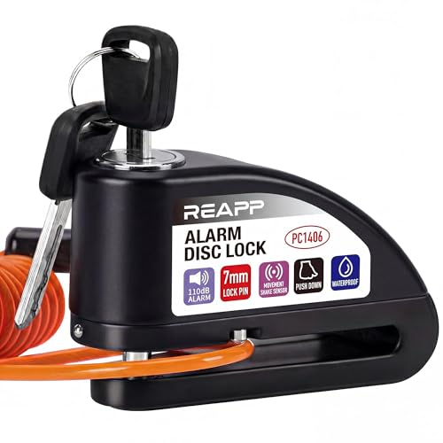 REAPP Bremsscheibenschloss mit Alarm 110dB, Hochsicheres Motorrad Schloss