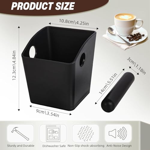 Image of Supvox Knock Box Plastic Coffee Grounds Bin with Cross Bar, Reuseable Coffee Grounds Container Expresso Coffee Machine Supplies Coffee Making Accessories