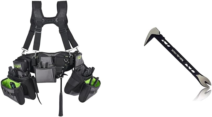 AWP TrapJaw Pro Framing Tool Rig with Spring-Loaded Technology, Premium Tool Belt & Spec Ops - SPEC-M22CF Tools Framing Hammer, 22 oz, Rip Claw, Milled Face, Shock-Absorbing Grip