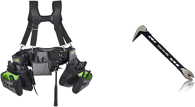 AWP TrapJaw Pro Framing Tool Rig with Spring-Loaded Technology, Premium Tool Belt & Spec Ops Tools 10" Nail Puller Cats Paw Pry Bar, High-Carbon Steel, 3% Donated to Veterans,