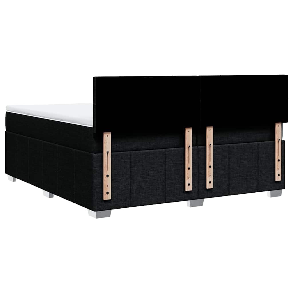 Cama con somier con colchón de 200 x 200 cm en tejido negro, núcleo de muelles ensacados para un agarre óptimo y una transferencia de movimiento reducida, incluye cómodo y transpirable