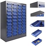 Tabletop Mount Alloy Steel Parts Storage Cabinet, Bolt Nut Screw Nail Tool Storage Cabinet Drawers with 200 Dividers, 40 Compartment Organizer Stackable Shelf for Garage, Classroom Utility Room
