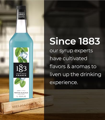 Image of 1883 Iced Mint Syrup for Drinks, Made in France, 1 Liter Glass Bottle